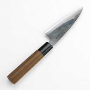 "MOTOKANE" Small Kitchen Knife 105mm(abt 4.1 Inch), Blade Edge :"Aogami Steel", Kurouchi, Double Bevel