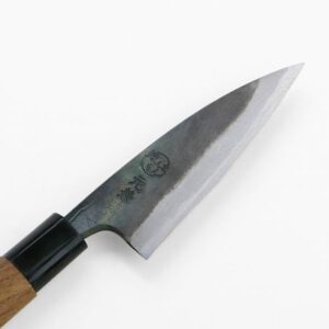 "MOTOKANE" Small Kitchen Knife 105mm(abt 4.1 Inch), Blade Edge :"Aogami Steel", Kurouchi, Double Bevel