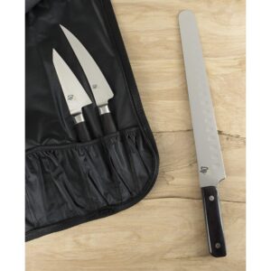 Shun Cutlery Classic 4 Piece BBQ Knife Set, Kitchen Knife Set with Knife Roll, Includes 4.5" Asian Multi-Prep Knife, 6" Boning/Fillet Knife, and 12" Brisket Knife, Handcrafted Japanese Kitchen Knives