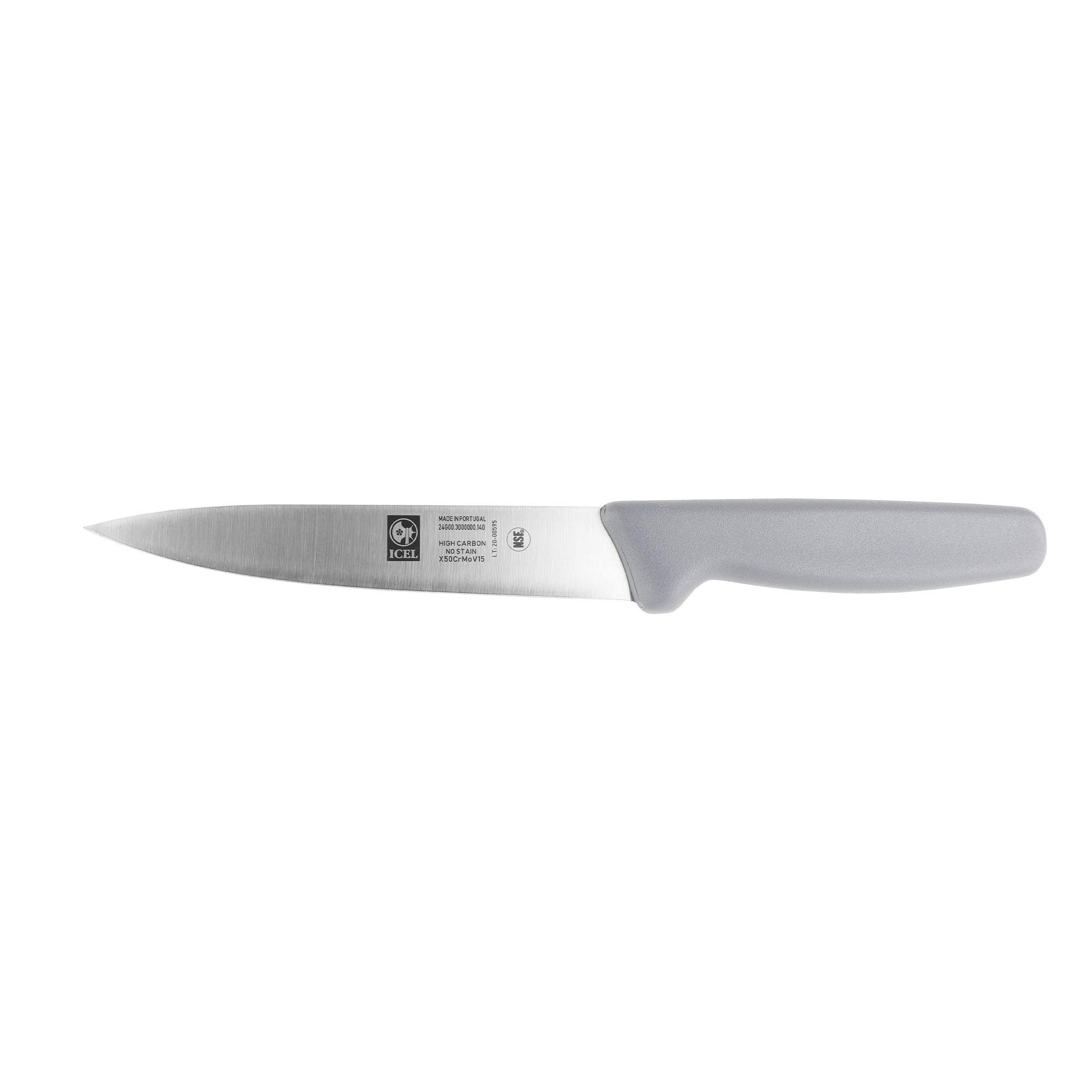 5.5-inch Stiff Wide straight Edge Blade, Boning Knife, Grey Handle. By ICEL.