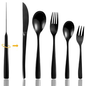 flatware sets, 20-piece silverware set, stainless steel home kitchen hotel restaurant tableware cutlery set, service for 4, dishwasher safe (mirror finish black) (black, 4) (matte black)