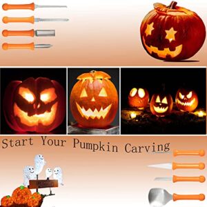 Pumpkin Carving Kit Tools Halloween Pumpkin Carving Set, Heavy Duty Stainless Steel Knife Set, Professional Punkin Carver family Sculpting Tool Push in for Kids & Adults with Carrying Case(8pcs)