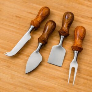 ROCKLER Cheese Spreader Knife Turning Kit (4-Piece) – Custom Wood Handle Stainless Steel Cheese Knives Set w/ 1/4-20 Threaded Inserts - Charcuterie Utensils w/Parmesan Knife, Cheddar Knife, & More