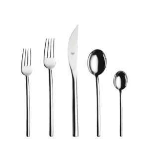 mepra due stainless steel cutlery set for 12, 126 pieces, spoons, forks and knives, silver
