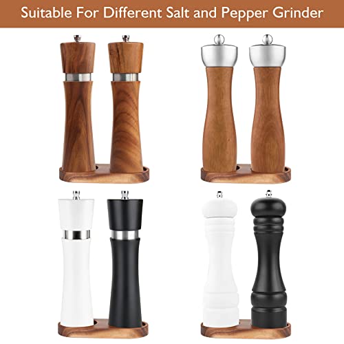 VanlonPro Salt and Pepper Mill Tray, Acacia Wood Tray, Pepper Mill Holder & Rest (Inner Dia 2.5 Inch) fit Many Mills & Shakers, Salt & Pepper Grinder Accessories, Kitchen Storage Holder…