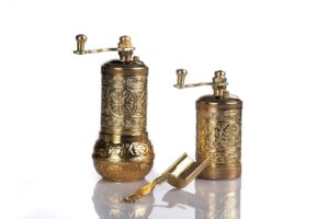 salt and pepper grinder set - herb / pepper grinder mill - spice / coffee bean grinder -manual (gold)