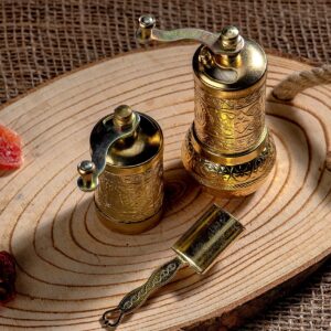 Salt And Pepper Grinder Set - Herb / Pepper Grinder Mill - Spice / Coffee Bean Grinder -Manual (Gold)