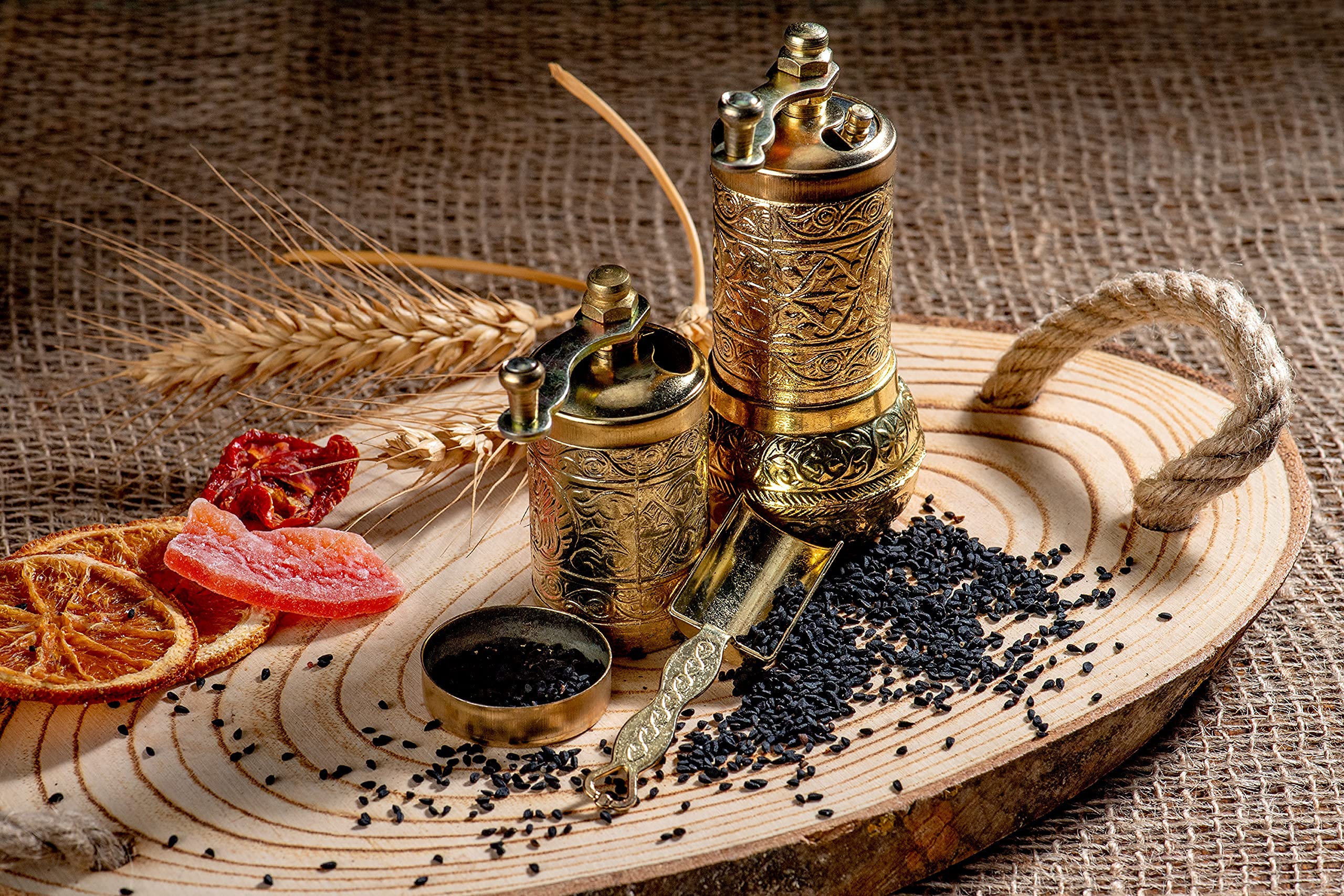 Salt And Pepper Grinder Set - Herb / Pepper Grinder Mill - Spice / Coffee Bean Grinder -Manual (Gold)