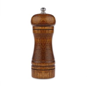 Pepper Grinder - 5 inch Pepper Mill Pepper Grinder Refillable Oak Salt and Pepper Grinder Set Sea Salt grinder Ceramic Pepper Mill Grinder Adjustable (1 Pack)