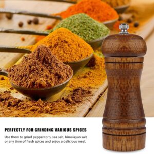 Pepper Grinder - 5 inch Pepper Mill Pepper Grinder Refillable Oak Salt and Pepper Grinder Set Sea Salt grinder Ceramic Pepper Mill Grinder Adjustable (1 Pack)