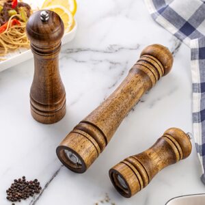 Oak Wooden Pepper or Salt Mill with 10 inch tall with a Adjustable Ceramic Rotor and easily refillable Grinder Pepper Mill Grinder Ceramic Adjustable Coarseness Grinder