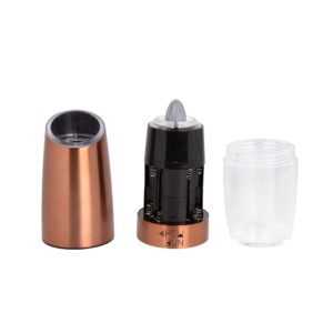 Gravity Salt and Pepper Grinder Set with Adjustable Coarseness Automatic Pepper and Salt Mill Set Battery Powered with White LED Light,One Hand Operated,Brushed Stainless Steel by CHEW FUN