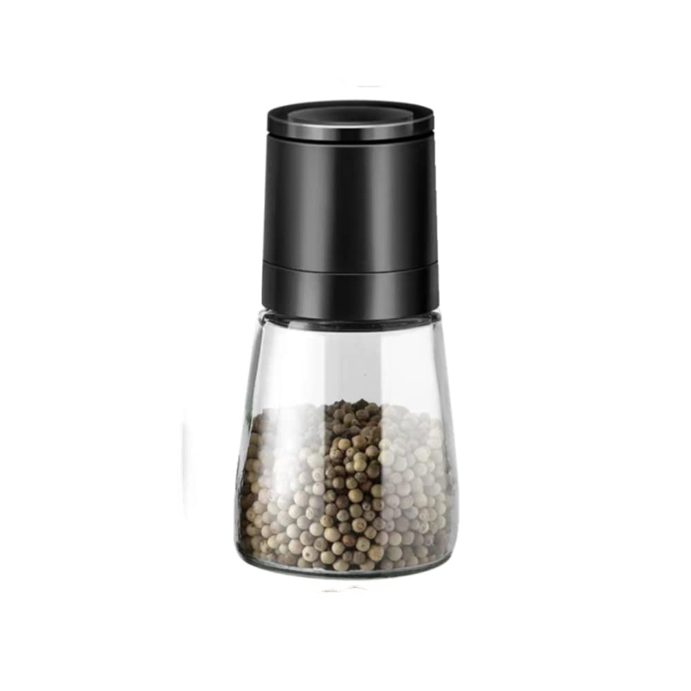 ZeeDa Salt and Pepper Grinder Adjustable Ceramic Sea Salt Grinder & Pepper Grinder Glass Salt and Pepper Shakers Pepper Mill & Salt Mill (Black)