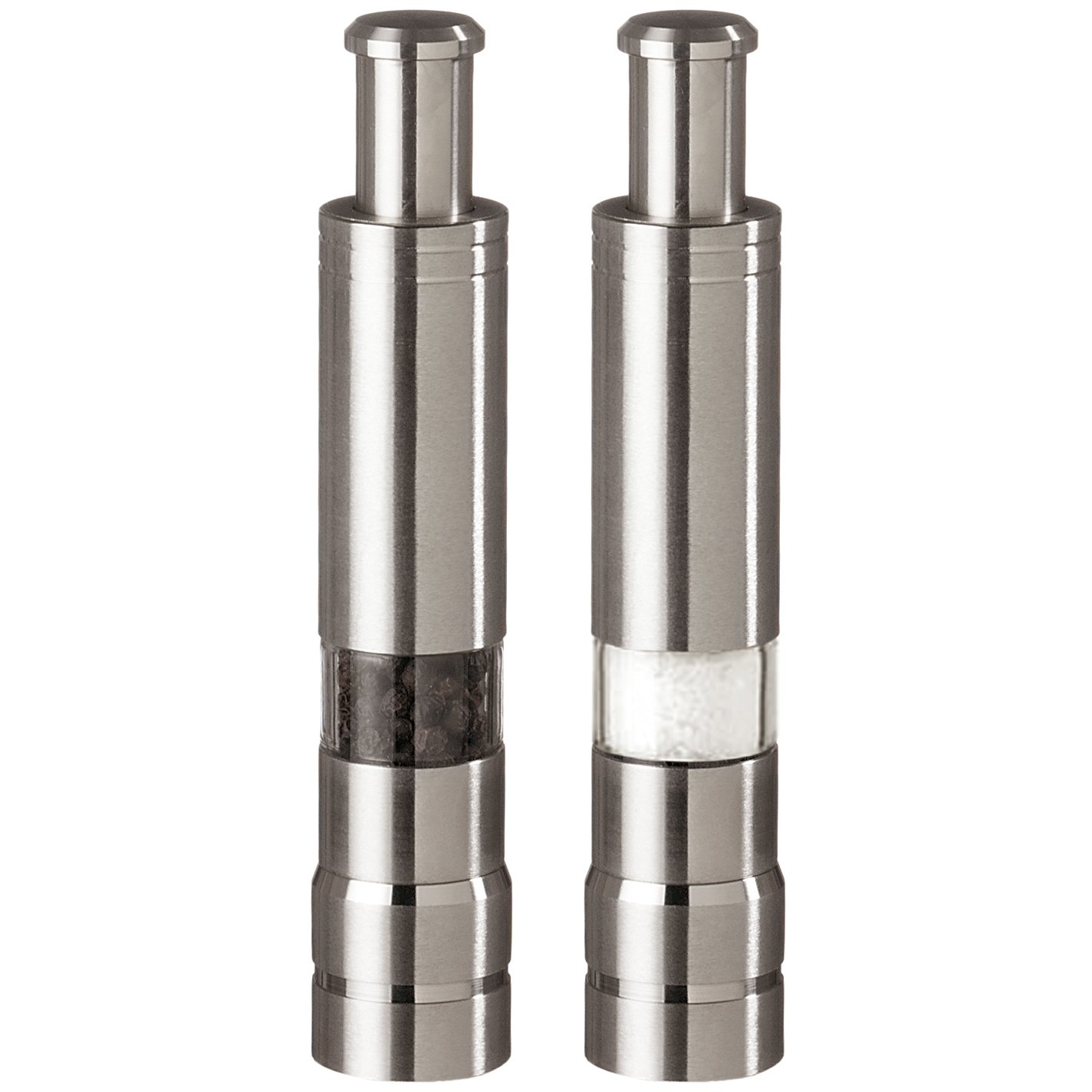 Fletchers' Mill Stainless-Steel Pump and Grind Pepper Mill, STS06PM01, Modern Thumb Button Grinder, One-Handed Operation, Perfect For Restaurant Staff