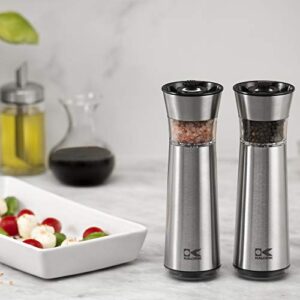 Kalorik Electric Gravity Salt and Pepper Grinder, PPG 44892, Automatic Stainless Steel Spice Grinder Easy Tilt and Grind, Stainless Steel.