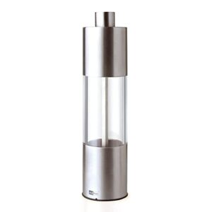 adhoc classic medium pepper or salt mill - acrylic salt & pepper grinders with grinder closing mechanism - refillable spice tool - hand wash kitchen gadget - stainless steel