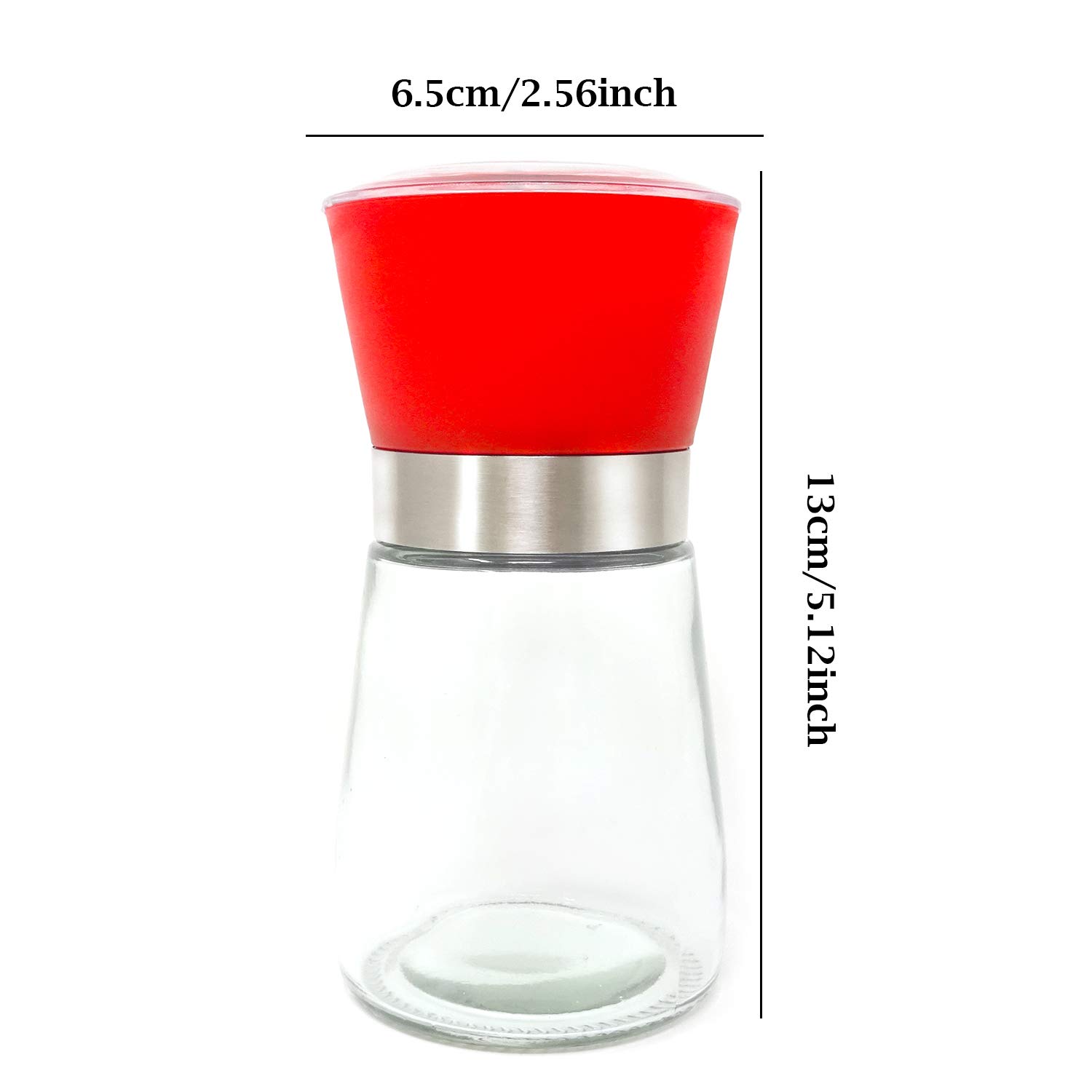 Honbay 1PCS Premium Red Home High Grips Manual Salt or Pepper Grinder Mill Shakers Grinder Jar for Kitchen