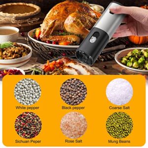 HOORMEEY Salt and Pepper Grinder Adjustable Coarseness, Battery Powered Operated Electric Pepper Grinder with Light, Pepper Mill with One Hand Operation