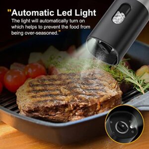 HOORMEEY Salt and Pepper Grinder Adjustable Coarseness, Battery Powered Operated Electric Pepper Grinder with Light, Pepper Mill with One Hand Operation