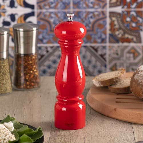 Bisetti Firenze Pepper Mill Grinder, 8.66 Inch, Red