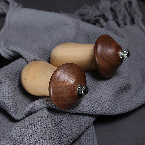 Sizikato 2pcs Cute Mushroom Wooden Pepper Grinder Mill