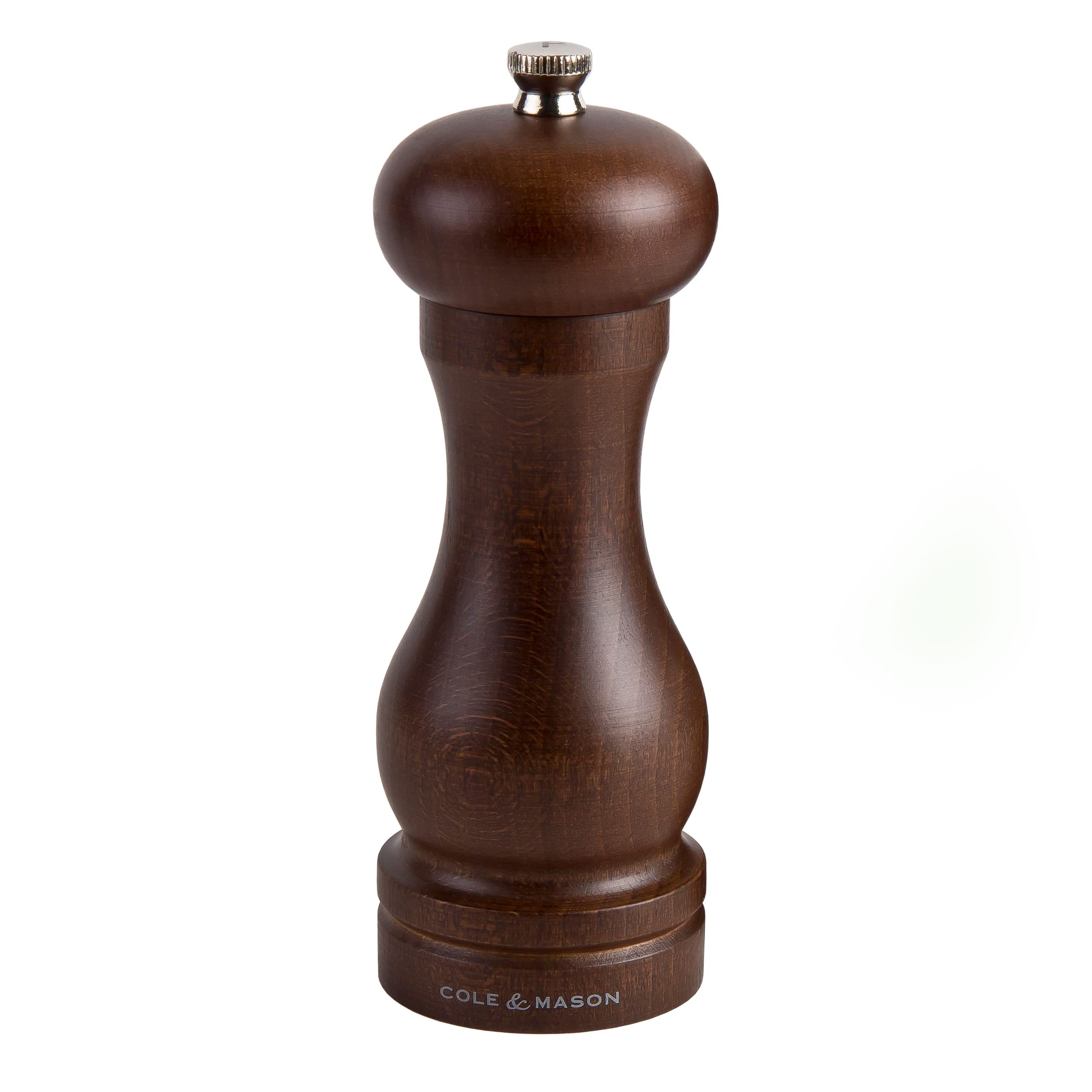 COLE & MASON Capstan Wood Pepper Grinder - Wooden Mill Includes Precision Mechanism, 6.5 inch