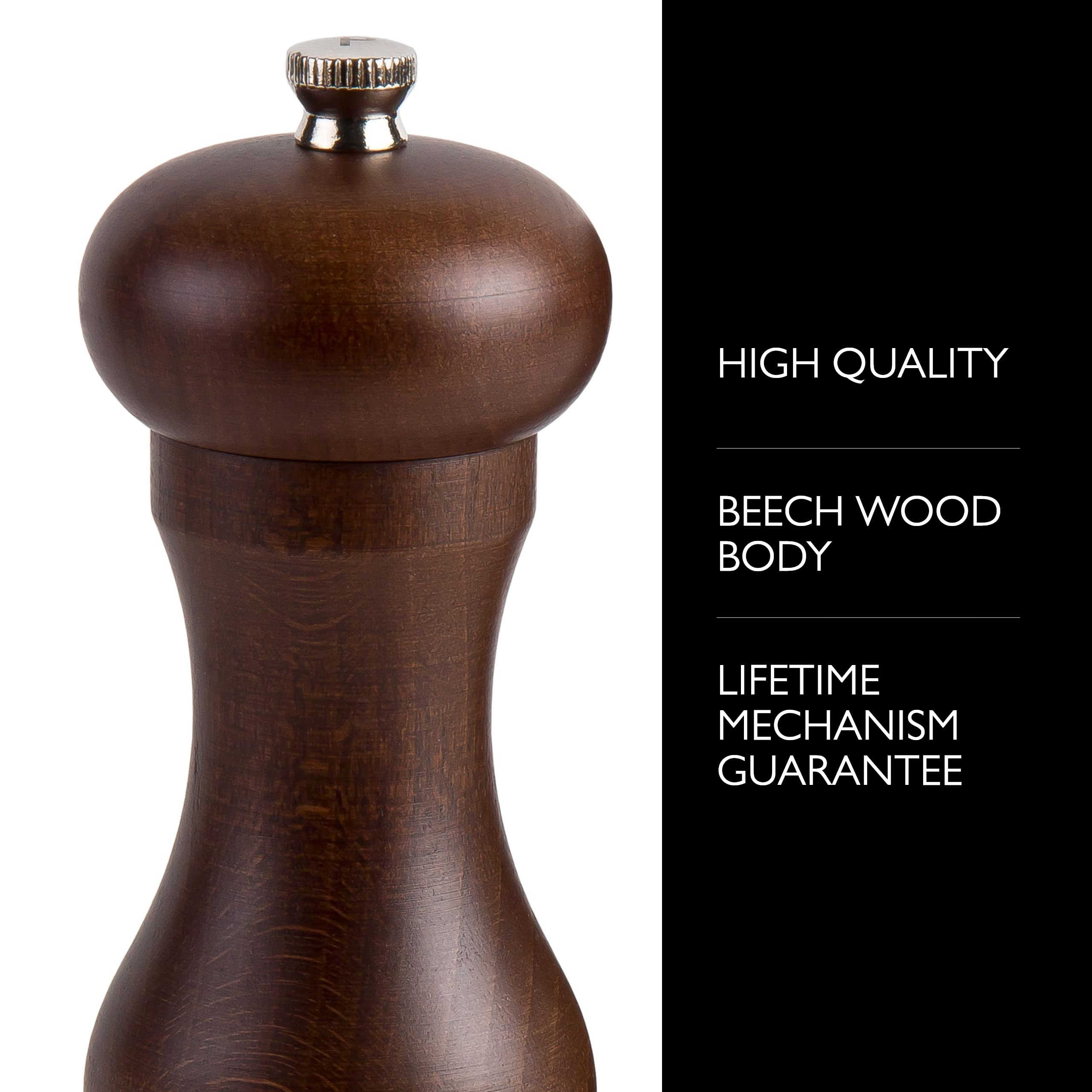 COLE & MASON Capstan Wood Pepper Grinder - Wooden Mill Includes Precision Mechanism, 6.5 inch