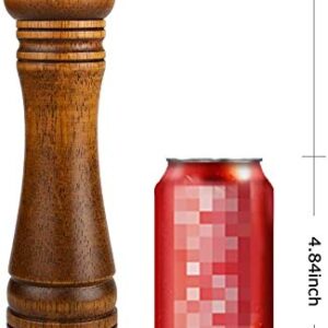 Refillable Wooden Pepper Mill - Big Solid Oaken Wood Gourmet Professional Mills Shaker with Strong Non-corrosive Adjustable Ceramic Grinder Mechanism - Fine to Coarse - 8 in