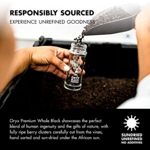 Oryx Black Pepper Mill - Ceramic Pepper Grinder Refillable - Naturally Organic Peppercorn Seasoning Grinder – Premium Whole Black Peppercorns from Madagascar, 1.26 oz