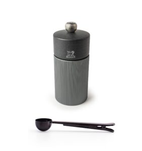 peugeot line manual pepper mill carbon graphite aluminum, 12 cm - 4.75" with stainless steel spice scoop/bag clip