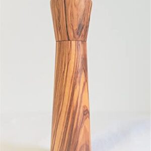 Olive Wood Mills with a Ceramic Mechanism, Grinder (Salt, Pepper, Coffee, Dried Herbs and Many Spices), Beige, 9x6.5 INCH