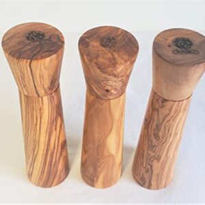 Olive Wood Mills with a Ceramic Mechanism, Grinder (Salt, Pepper, Coffee, Dried Herbs and Many Spices), Beige, 9x6.5 INCH