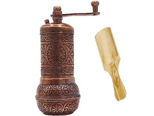 küchengeräte decorative black pepper & coffee grinder refillable turkish spice mill with adjustable coarseness - manual pepper mill with handle - spice grinder metal with hand crank - best gift idea