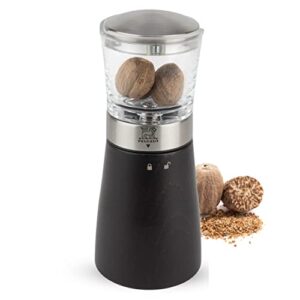 peugeot - madras manual nutmeg mill - spice grinder - stainless steel, acrylic & beechwood, chocolate