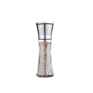 helplo stainless steel pepper grinder pepper mill, salt grinder refillable, adjustable coarseness black pepper grinder, stainless steel sea salt shaker with ceramic rotor (high)