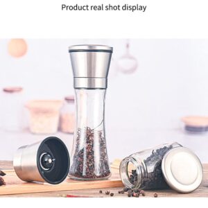 HELPLO Stainless steel Pepper Grinder Pepper Mill, Salt Grinder Refillable, Adjustable Coarseness Black Pepper Grinder, Stainless Steel Sea Salt Shaker with Ceramic Rotor (high)