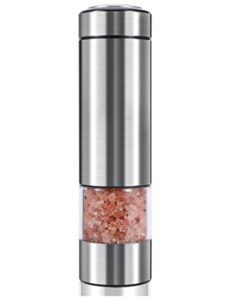 imgresire electric salt and pepper grinder battery operated| stainless steel auto pepper mill grinder refillable| one hand operation| led light| adjustable coarseness| 1 pack