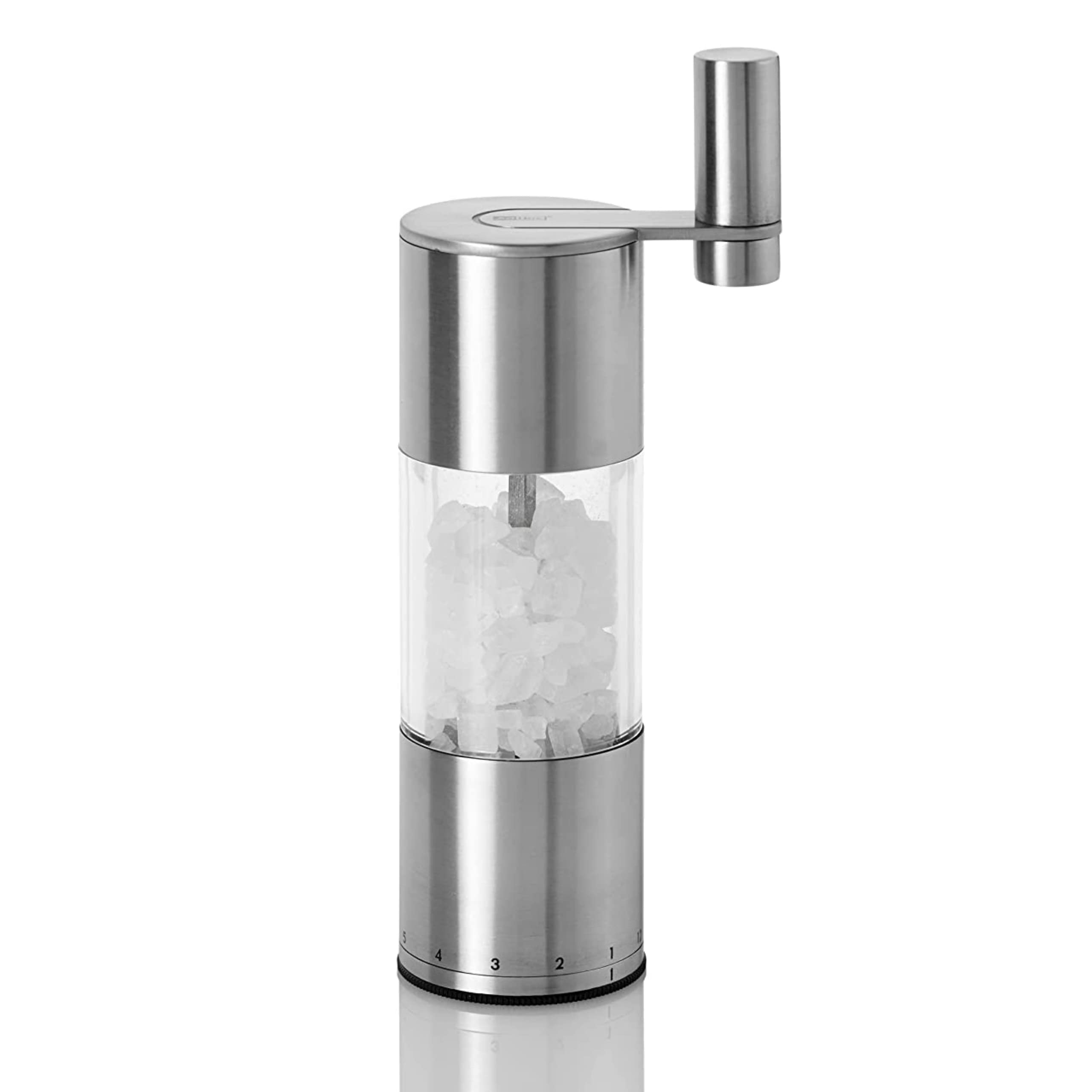 AdHoc Select Salt or Pepper Grinder - Manual Salt & Pepper Mill with a Gear Crank System - Adjustable Grind Level from Fine to Coarse Granules - Stainless Steel, 7.5"