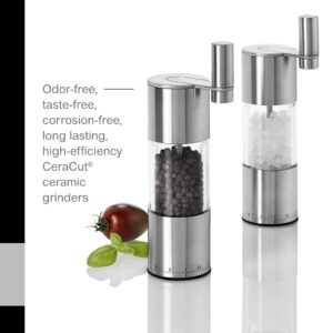 AdHoc Select Salt or Pepper Grinder - Manual Salt & Pepper Mill with a Gear Crank System - Adjustable Grind Level from Fine to Coarse Granules - Stainless Steel, 7.5"