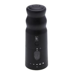 black rain pepper mill grinder - high pepper volume automatic peppercorn grinder w/built-in led lighting - sturdy aluminum electric pepper grinder w/rechargeable lithium battery (matte black)