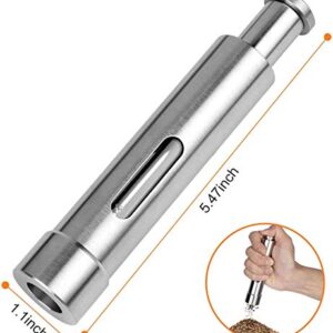 Cute Stainless Steel Pepper Mills with One Hand Stands Mini Thumb Push for Peppercorns, Sea Salt, Spices, Table Seasoning Grinders