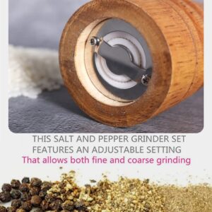 Solid wood oak grinder restaurant pepper manual grinding powder pepper ceramic adjustable coarse grinder (8inches) (8.66x2.16)