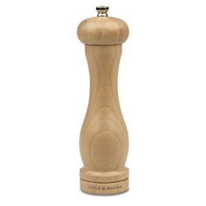 cole & mason ha0824p beech capstan a8 pepper mill, precision+ wooden, beech wood, 200mm, single, includes 1 x pepper grinder, lifetime mechanism guarantee