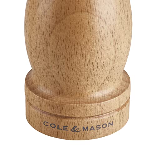 Cole & Mason HA0824P Beech Capstan A8 Pepper Mill, Precision+ Wooden, Beech Wood, 200mm, Single, Includes 1 x Pepper Grinder, Lifetime Mechanism Guarantee