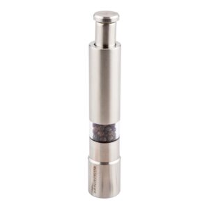 restaurantware stainless steel push top salt & pepper grinder: perfect for restaurants, cafes, & catering events - spring action salt & pepper mill - simple, one hand thumb push to use - 1-ct