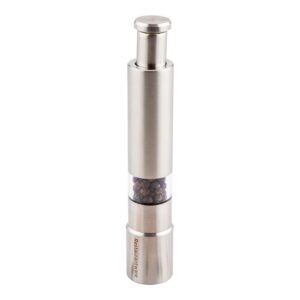 Restaurantware Stainless Steel Push Top Salt & Pepper Grinder: Perfect for Restaurants, Cafes, & Catering Events - Spring Action Salt & Pepper Mill - Simple, One Hand Thumb Push to Use - 1-CT