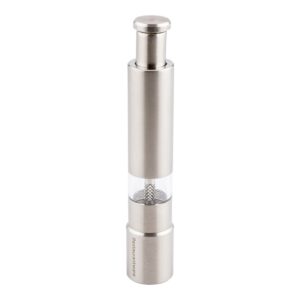 Restaurantware Stainless Steel Push Top Salt & Pepper Grinder: Perfect for Restaurants, Cafes, & Catering Events - Spring Action Salt & Pepper Mill - Simple, One Hand Thumb Push to Use - 1-CT