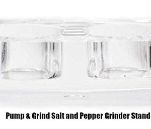 Modern Push Button Salt and Pepper Grinder Set, Grind Gourmet Pump and Grind Sea Salt and Pepper Mill Set with Stand, Refillable Grinder