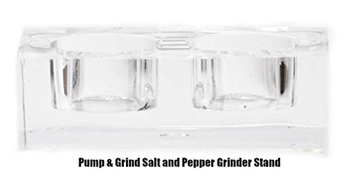 Modern Push Button Salt and Pepper Grinder Set, Grind Gourmet Pump and Grind Sea Salt and Pepper Mill Set with Stand, Refillable Grinder