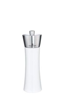 zassenhaus augsburg pepper grinder mill, 7-inch, gloss white with stainless steel